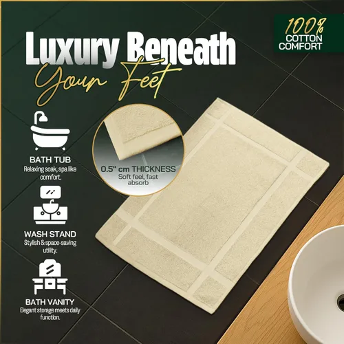 Miniatura 5 de Pearl Linens Paquete de 6 alfombrillas de baño 100% algodón de 20x30 pulgadas, suaves y absorbentes de secado rápido, juego de alfombrillas de baño