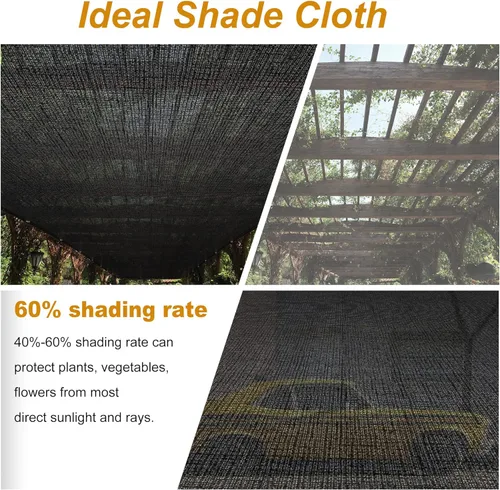Miniatura 2 de SPORTYOUTH Tela de sombra, 70% negro, cubierta de protección solar para patio, lona de malla de 10 x 50 pies con ojales, resistente a los rayos UV