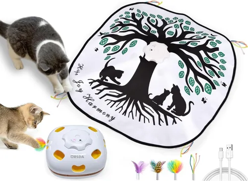 Miniatura 11 de ORSDA Juguetes para gatos de interior, 5 en 1, juguetes automáticos interactivos para gatitos, juguetes eléctricos recargables para ocultar
