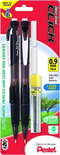 Miniatura 4 de Lápiz automático Pentel Twist Erase Click con 2 borradores de repuesto y minas, 0.01 pulgadas, barriles surtidos, Variados