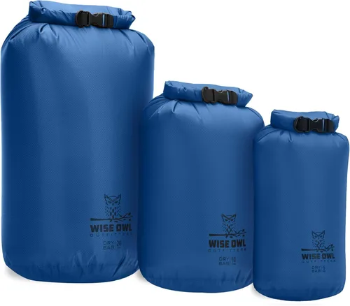 Wise Owl Outfitters Bolsa seca impermeable – Totalmente sumergible 1 paquete o 3 bolsas ultraligeras herméticas impermeables – Tamaños 5L, 10L y 20L