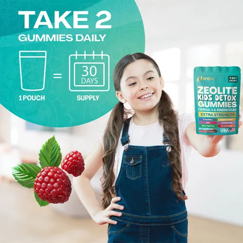 Miniatura 7 de Zeolite Kids - Gomitas 9 en 1 con zeolita, omega-3, magnesio, saúco, vitamina C, cardo mariano, vitamina D3, zinc, B12, sin azúcar