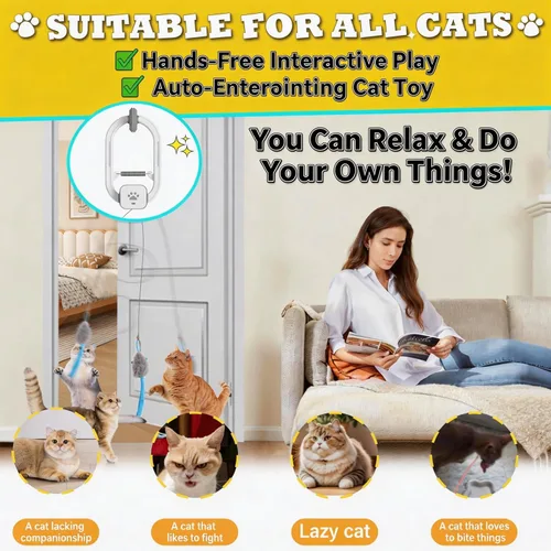 Miniatura 6 de Juguete interactivo para gatos, juguete eléctrico recargable para gatos, juguete para gatos con puerta colgante, 2 modos de movimiento