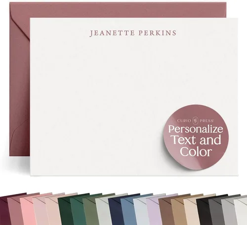 Miniatura 13 de Juego de papelería personalizada: libreta y tarjeta de notas con nombre, tarjetas planas personalizadas y libreta personalizada con sobres, juego