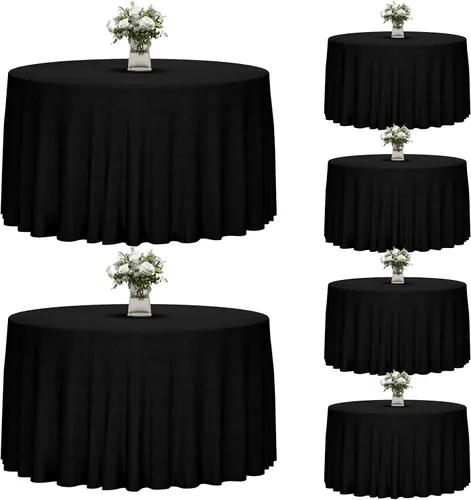 Miniatura 61 de Fixwal Paquete de 2 manteles rectangulares negros de 60 x 102 pulgadas, reutilizables, resistentes, lavables, para mesas de 6 pies, bodas, fiestas