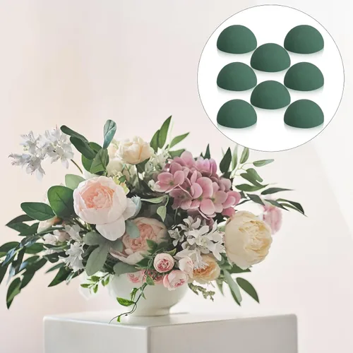 Miniatura 4 de Shihanee 8 unidades, media bola, diseño floral, de espuma seca, color verde, redondas, bolas secas, grandes para manualidades de ramos de plantas