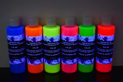Miniatura 5 de DirectGlow - Pintura fluorescente reactiva para fiestas de témpera ultravioleta (surtido de 6 colores, botellas de 2 onzas)