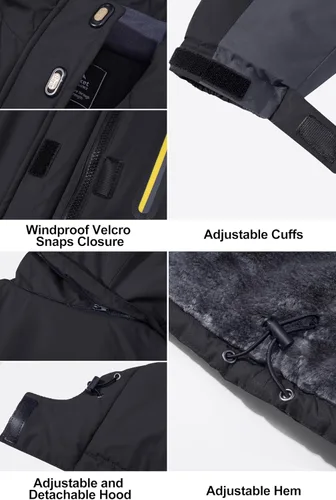 Miniatura 6 de MAGCOMSEN Chaquetas de esquí para mujer, resistentes al agua, aisladas, a prueba de viento, forro polar, abrigos de invierno con capucha
