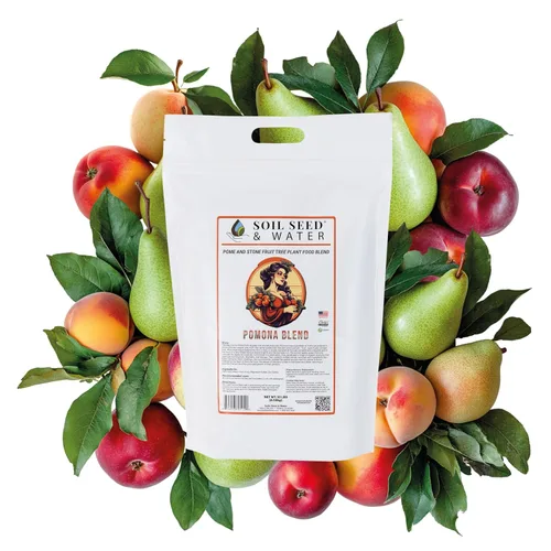 Soil Seed & Water Fertilizante orgánico Pomona Blend - Enmienda del suelo para árboles frutales de pepita y hueso (manzana, melocotón, ciruela,