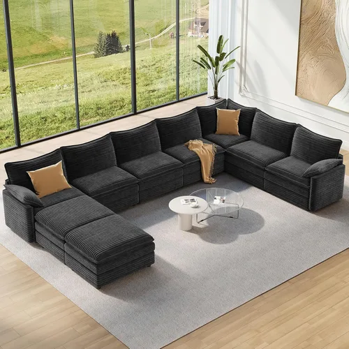 Miniatura 78 de Vesgantti Sofá modular de 108 pulgadas, cómodo sofá de nube con asiento profundo otomano movible, sofá modular en forma de L, sofás seccionales