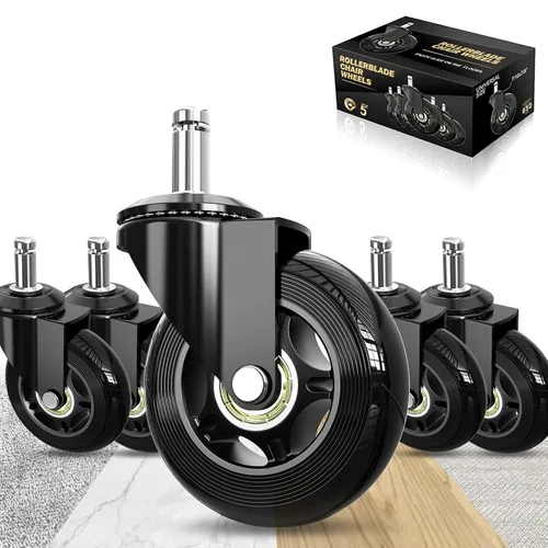 Soontrans Ruedas para silla de oficina, juego de 5, ruedas de repuesto para sillas de juegos de oficina, ruedas giratorias para alfombras, suelos de