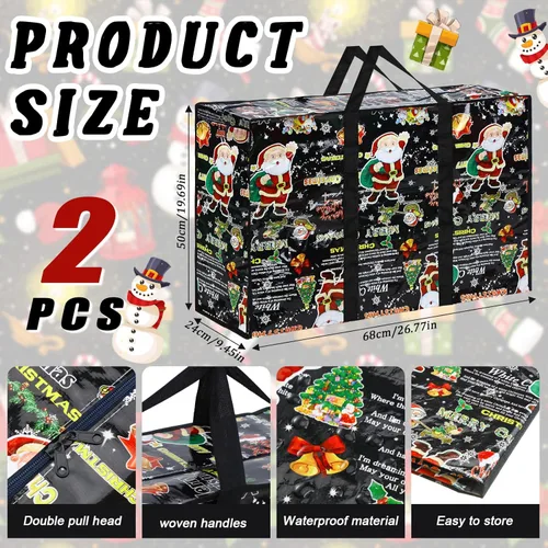 Miniatura 2 de 2 piezas bolsas de almacenamiento de adornos de Navidad, bolsas de almacenamiento para árbol de Navidad de 27 x 20 pulgadas, bolsa de adornos