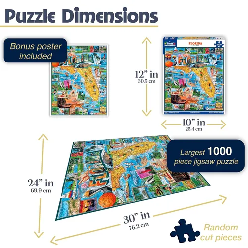 Miniatura 2 de White Mountain Rompecabezas de 1000 piezas con collage de Sunshine State con piezas grandes, regalo para adultos y familia, de 24 x 30 pulgadas
