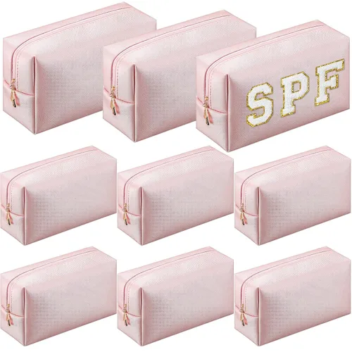 Miniatura 24 de Sanwuta 9 bolsas de maquillaje a granel de poliuretano con doble cremallera, bolsa de cosméticos, artículos de tocador de maquillaje, bolsa pequeña