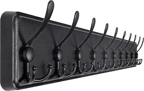 Miniatura 28 de SKOLOO Perchero de pared montado en la pared de estilo rústico: Perchero de pared de pino de madera auténtica de 40,6 cm de orificio a orificio