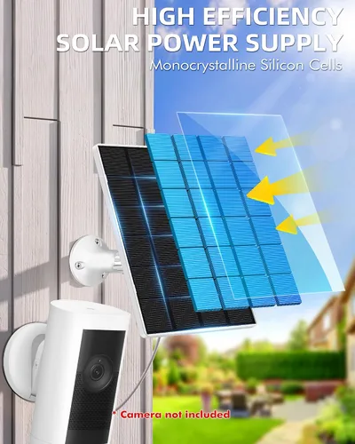 Miniatura 4 de KEPEAK Panel Solar para Cámara Ring al Aire Libre, Cargador Solar Pequeño de 5V con Tipo C o Micro USB, Solo para Batería de Cámara Stick Up Cam