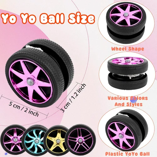 Miniatura 2 de 40 piezas de juguetes Yoyos de plástico con ruedas en varios colores para principiantes, adultos, adolescentes, cumpleaños, carreras, fiestas