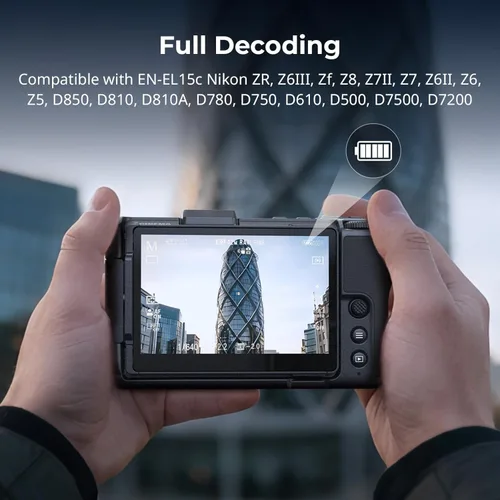 Miniatura 4 de SMALLRIG EN-EL15c Kit de batería para cámara Nikon, cargador de doble ranura de 18 W, 2.5 h, batería de 2520 mAh, pantalla HD, compatible con Nikon
