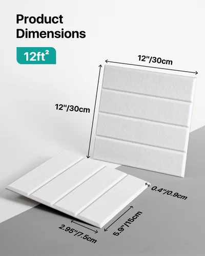 Miniatura 6 de Paquete de 12 paneles de espuma a prueba de sonido para paredes, paneles acústicos autoadhesivos absorbentes de sonido, 12" x 12" x 0.4" paneles