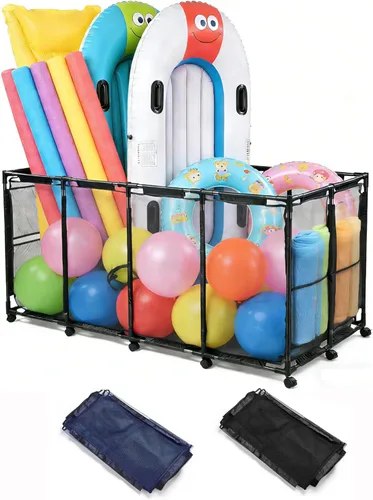 Miniatura 13 de Yescom Cesta de almacenamiento de flotador de piscina de 280 galones, tamaño XXXL para fideos de balsa de juguete, al aire libre, 65 x 30 x 33 Azul