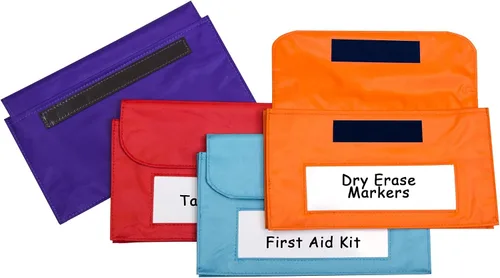 C-Line Bolsillo organizador de almacenamiento magnético, 1.5 x 9.8 x 6 pulgadas, naranja, rojo, morado, turquesa, 4 por paquete, 81200
