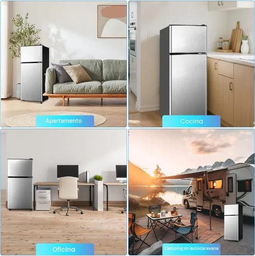 Miniatura 8 de Refrigerador dormitorio con congelador, refrigerador pequeño de 3.45 pies cúbicos con congelador para apartamento, temperatura ajustable de 7