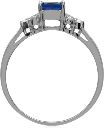 Miniatura 3 de Silvershake anillo de compromiso de plata esterlina 925 bañado en oro blanco con forma de octágono, 932 x 1364pulgadas.
