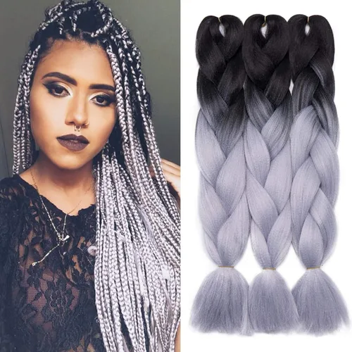 Miniatura 87 de Benehair Extensiones de cabello trenzado ombré de 24 pulgadas, 1 paquete de extensiones de cabello trenzado jumbo de alta temperatura, cabello