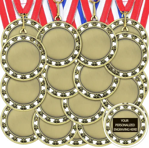 Kigeli 100 medallas de premio en blanco con cintas para el cuello, Medalla de participación ganadora Premios Haz tu propio kit 1er lugar