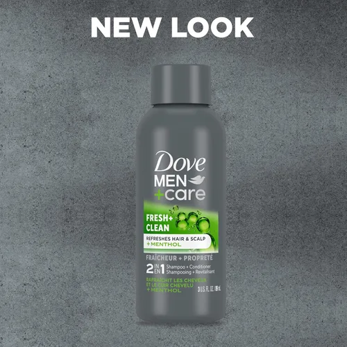 Miniatura 3 de DOVE MEN + CARE Champú y Acondicionador Fortificante 2 en 1 para Cabello Normal a Graso Fresco y Limpio con Cafeína Ayuda a Fortalecer el Cabello