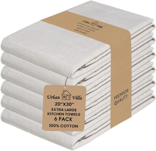 Miniatura 20 de Urban Villa Toallas de cocina 100% algodón, paquete de 6, altamente absorbentes, de secado rápido, súper suaves, de primera calidad, para cocina