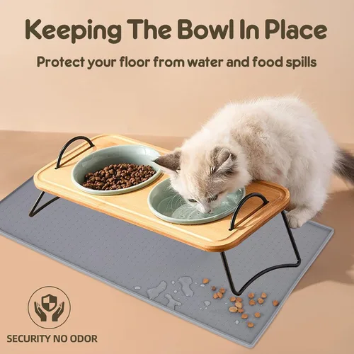 Miniatura 8 de Tapete de comida para perros y gatos para alimentos y agua, tapete de silicona para alimentación de mascotas, tapete para platos de agua para pisos
