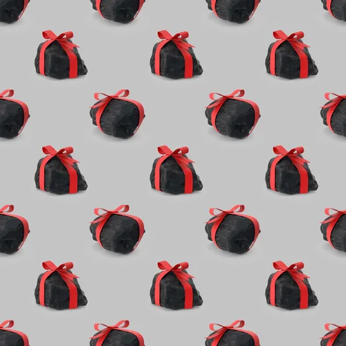 Divertidos trozos de carbón, papel de regalo grueso, novedoso, decoración de fiesta de Navidad para niños traviesos (rollo de 12 pies x 30 pulgadas)