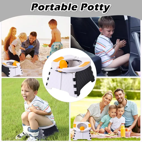 Miniatura 6 de Orinal portátil para viajes de niños pequeños, silla de entrenamiento para ir al baño con bolsa de viaje, inodoro de entrenamiento para ir al aire