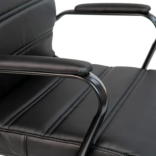 Miniatura 9 de Flash Furniture Whitney Silla de escritorio giratoria de LeatherSoft con respaldo medio y asiento acolchado y reposabrazos acolchados, silla de Negro