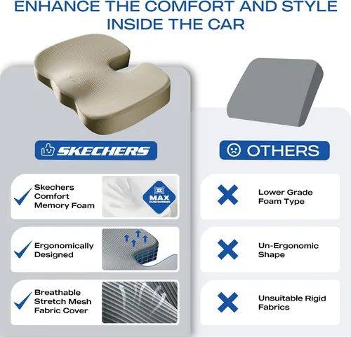 Miniatura 6 de Skechers Cojín de Espuma de Memoria para Asiento, Cojín para Silla de Oficina para Alivio del Dolor de Coxis, Almohada para Glúteos para Silla