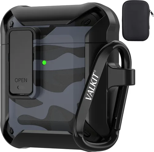 Miniatura 18 de Valkit Funda para Airpods para hombres con cerradura, funda de cuerpo completo con llavero para AirPods de Apple a prueba de golpes, funda