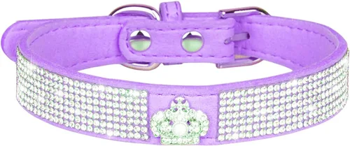 Miniatura 20 de Lindo collar para perro con diamantes de imitación brillantes, elegante collar de cristal diamante con purpurina bonita joya suave collares