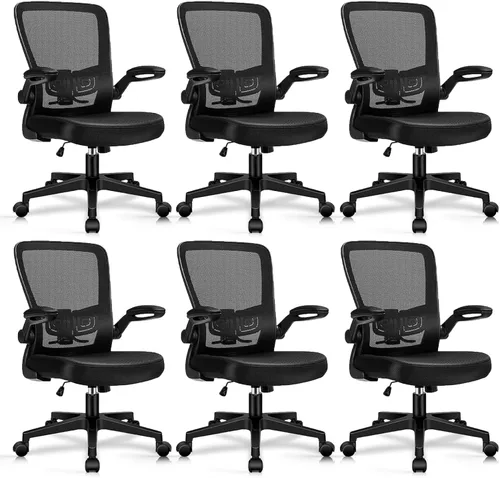 Miniatura 19 de KLASIKA Sillas de escritorio con ruedas, silla de oficina ergonómica de malla, altura ajustable y soporte lumbar giratorio, silla de oficina en casa