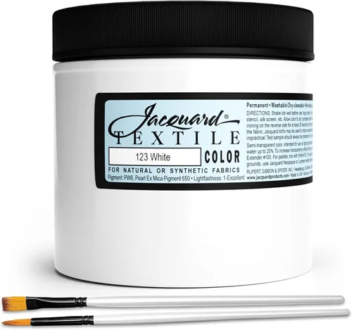 Miniatura 9 de Moshify Jacquard Products JAC1123 - Pintura de tela de color blanco, fabricada en Estados Unidos, 2.25 onzas, juego de pinceles incluidos