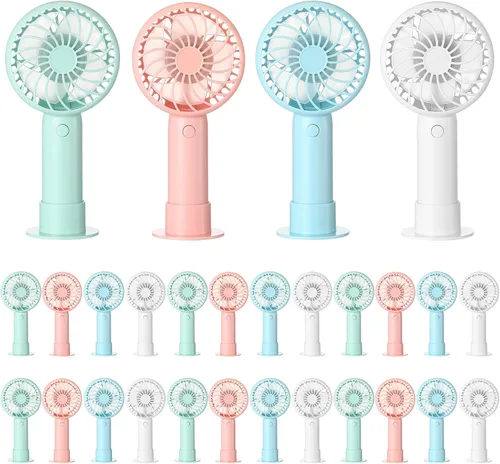Miniatura 28 de Tujoe Mini ventilador de mano potente de 3 velocidades, ventilador personal pequeño portátil recargable con base USB para mujeres, maquillaje