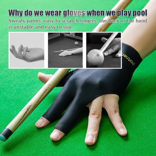 Miniatura 2 de Guante de taco de billar con 3 dedos para mano izquierda, 3 unidades, para hombre y mujer, para tiradores, carom, piscina, snooker, deporte, rojo