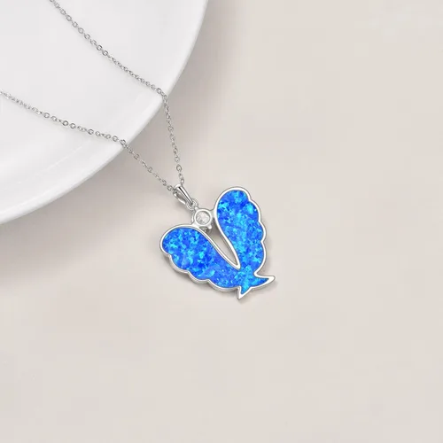 Miniatura 3 de YFN Collar de alas de ángel de plata de ley 925 con colgante de alas de ángel guardián collar de piedra natal para mujeres y niñas joyería de Navidad