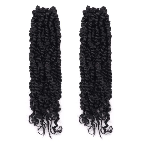 Miniatura 44 de TOYOTRESS Tiana Passion Twist Hair - Cabello Passion Twist de 16 pulgadas, trenzas pretrenzadas de ganchillo negro natural, extensiones de cabello 1b