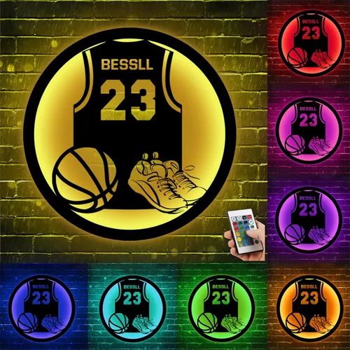 Miniatura 17 de Letrero de metal de béisbol personalizado con luz LED, nombre de camiseta de béisbol personalizable, número, decoración de pared, regalo para casco