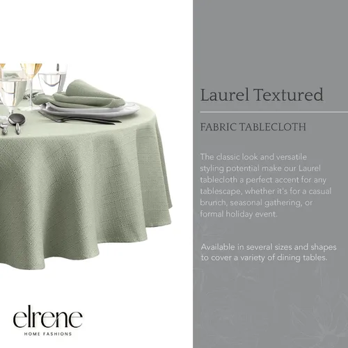 Miniatura 2 de Elrene Home Fashions - Mantel de textura sólida de laurel, resistente al agua y a las manchas, 90 pulgadas, redondo, color salvia