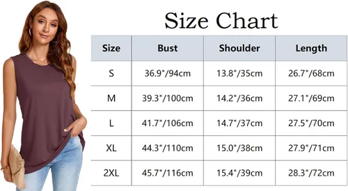 Miniatura 8 de JOELLYUS Camisetas sin mangas para mujer, estilo casual, cuello redondo, sin mangas, ajuste holgado, camisetas tipo túnica básicas