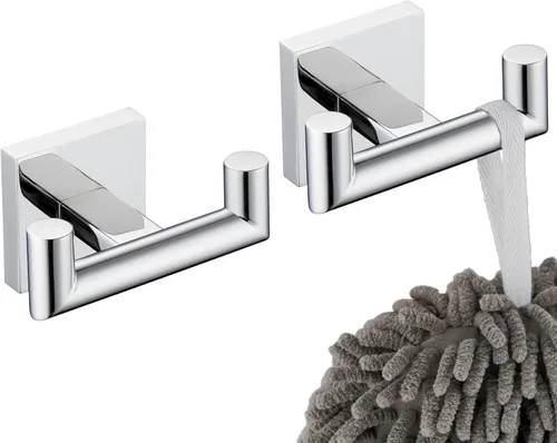 Miniatura 18 de KOKOSIRI Gancho para Bata de Baño Ganchos Dobles para Toalla y Abrigo Negro Mate para Baño Cocina Montaje en Pared, Paquete de 2 Acero Inoxidable