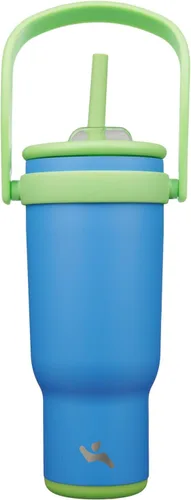 Miniatura 48 de Konokyo Vaso de 14 onzas con asa lateral, botella de agua aislada con popote y tapa 2 en 1, taza de acero inoxidable, taza de café de viaje
