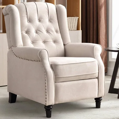 Miniatura 9 de CANMOV Silla Reclinable de Empuje hacia Atrás, Silla Decorativa, Sillón Reclinable de Mediados de Siglo con Respaldo Alto, Silla Reclinable de Tela